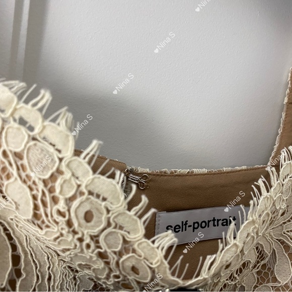 Self-Portrait Cream Cord Lace Top With Bows NEW - Picture 7 of 7